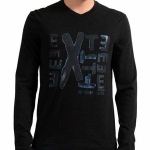 Exte Men's Black Graphic Crewneck T-Shirt
